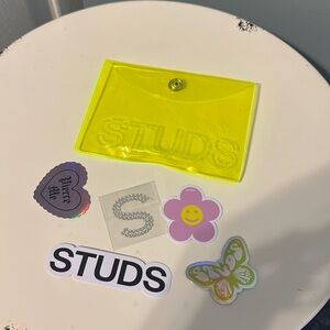 studs clear pouch with stickers